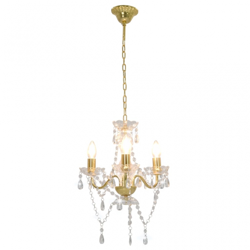 Kronleuchter mit Perlen Goldfarben Rund 3×E14