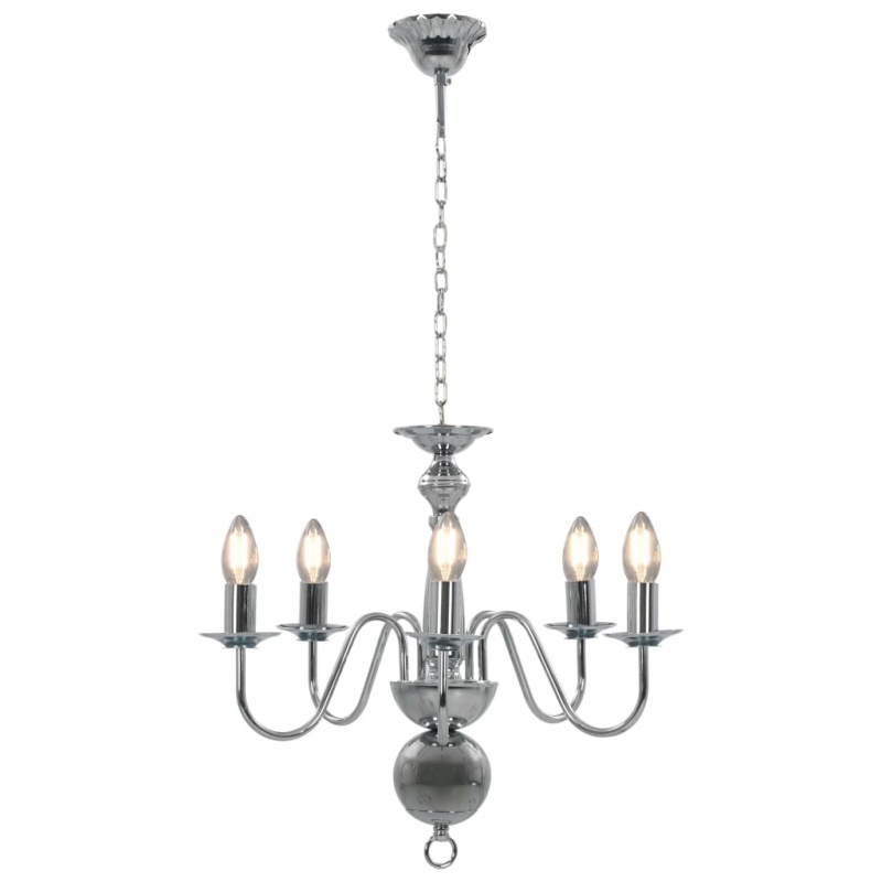 Kronleuchter Silbern 5×E14-Glühbirnen