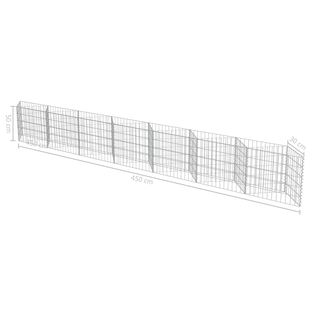 Gabionenwand Verzinkter Stahl 450×30×50 cm