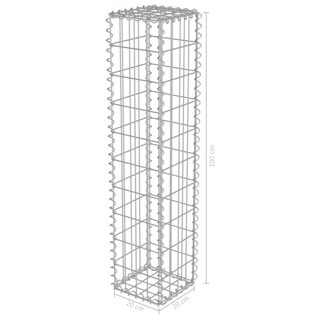 Gabionenwand mit Abdeckung Verzinkter Stahl 20×20×100 cm