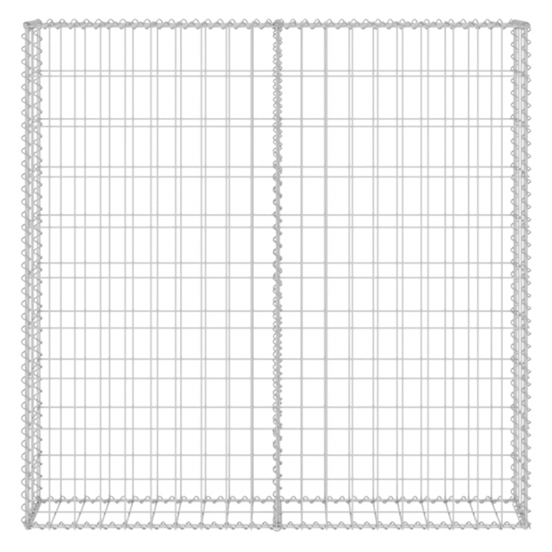 Gabionenwand mit Abdeckung Verzinkter Stahl 80×20×100 cm