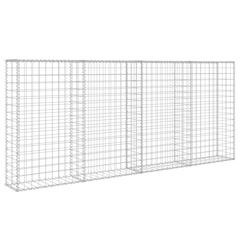 Gabionenwand mit Abdeckung Verzinkter Stahl 200×20×85 cm