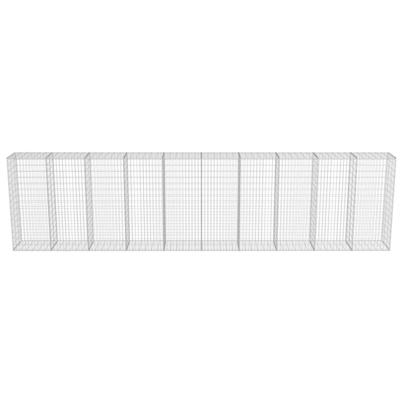 Gabionenwand mit Abdeckung Verzinkter Stahl 600×50×150 cm