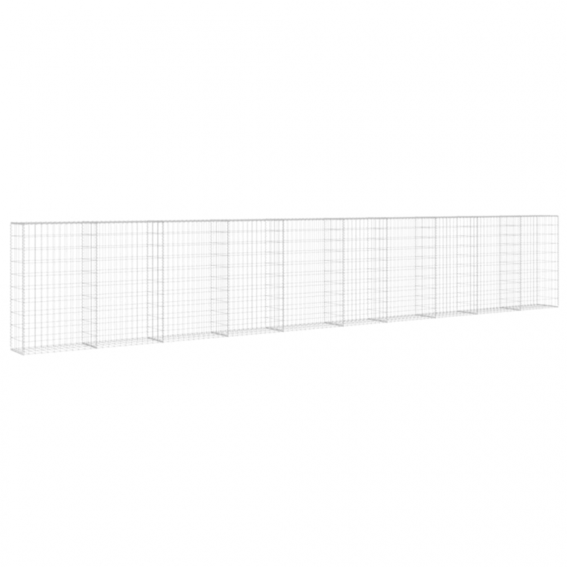 Gabionenwand mit Abdeckung Verzinkter Stahl 600×30×100 cm