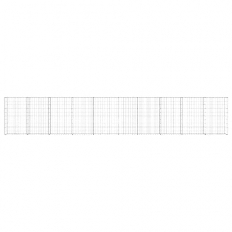 Gabionenwand mit Abdeckung Verzinkter Stahl 600×30×100 cm