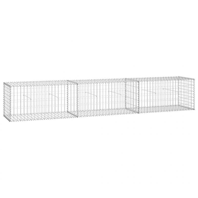 Gabionenwand mit Abdeckung 300×50×50 cm Verzinkter Stahl