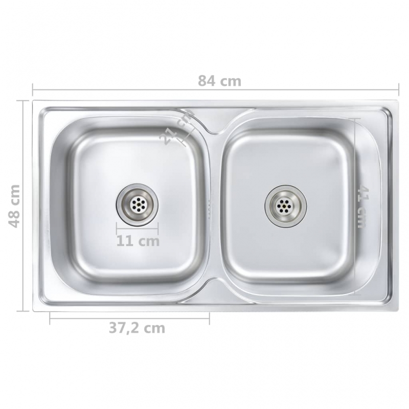 Küchenspüle Doppelbecken mit Sieb & Siphon Edelstahl