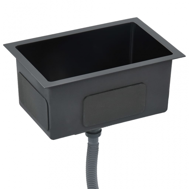 Handgefertigte Küchenspüle Schwarz Edelstahl