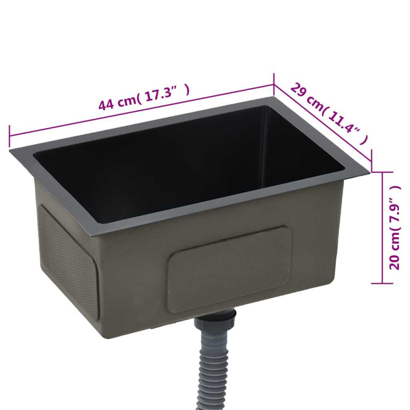 Handgefertigte Küchenspüle Schwarz Edelstahl