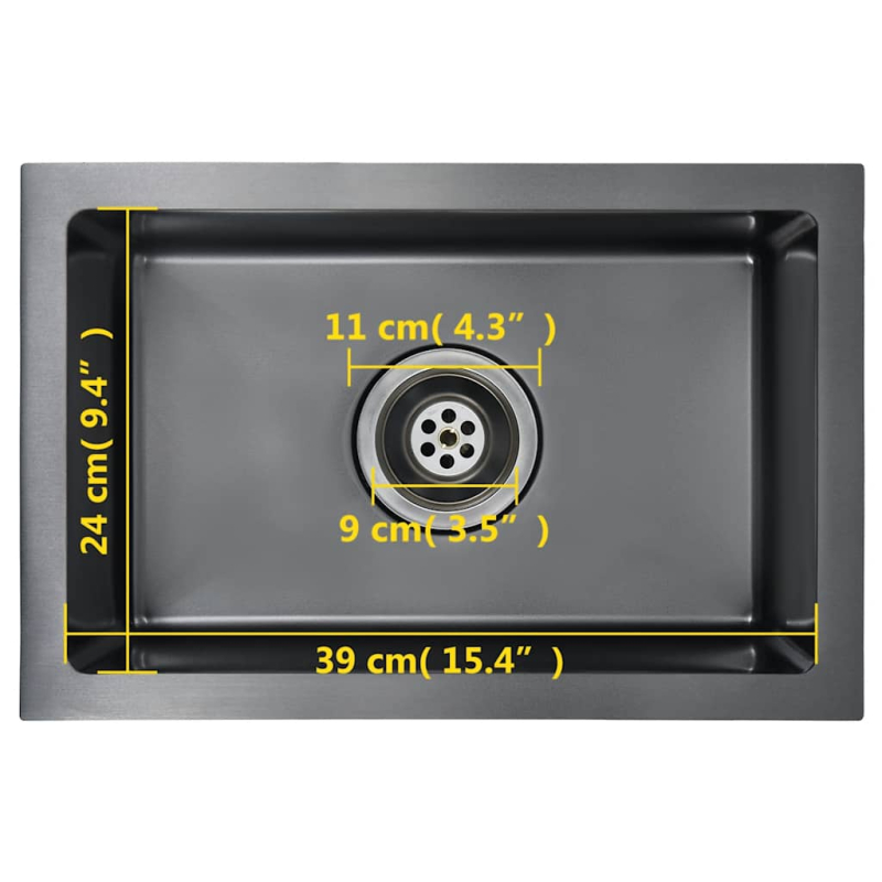 Handgefertigte Küchenspüle Schwarz Edelstahl