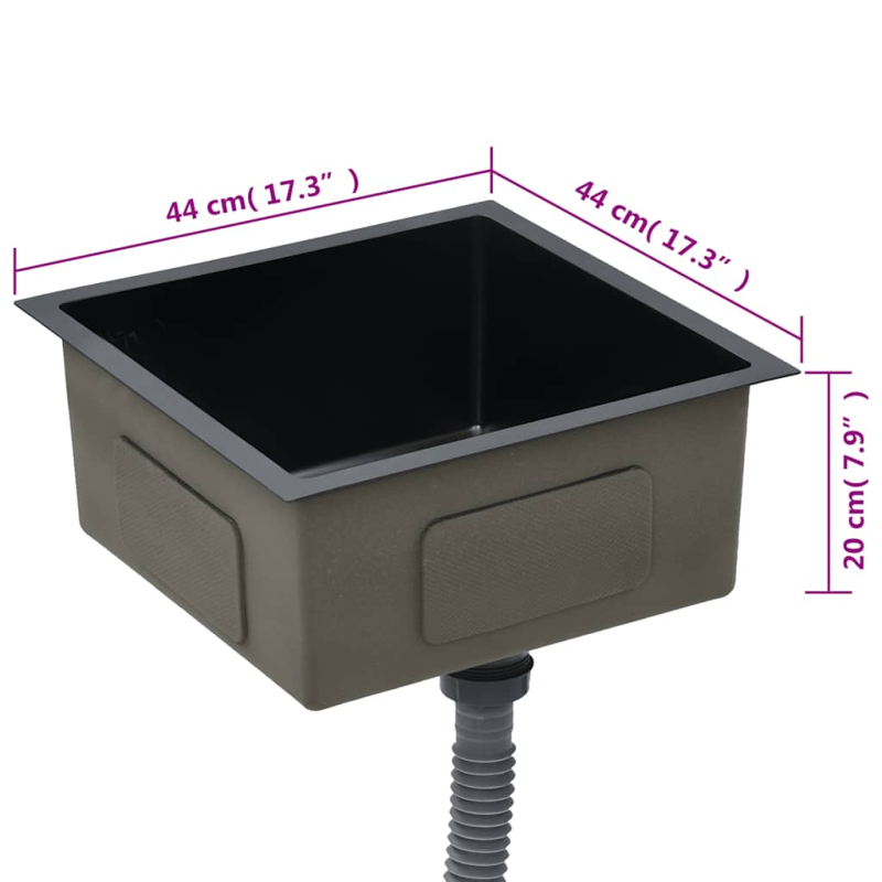 Handgefertigte Küchenspüle Schwarz Edelstahl
