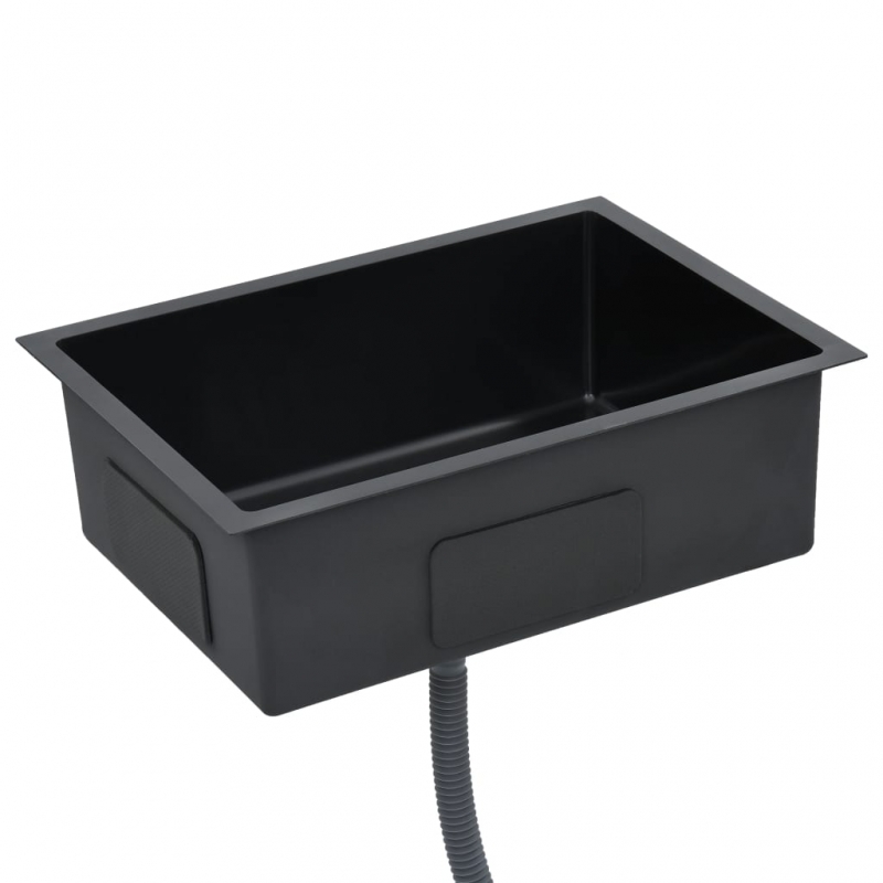 Handgefertigte Küchenspüle Schwarz Edelstahl