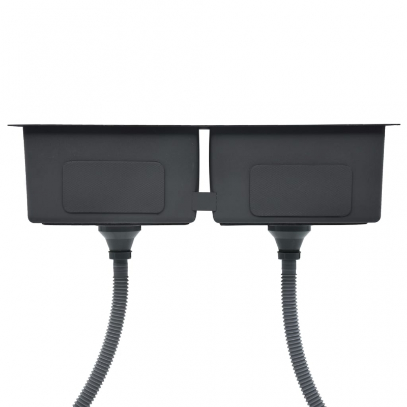 Handgefertigte Küchenspüle Schwarz Edelstahl