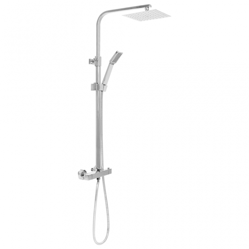Doppelkopf-Duschset mit Thermostat Edelstahl