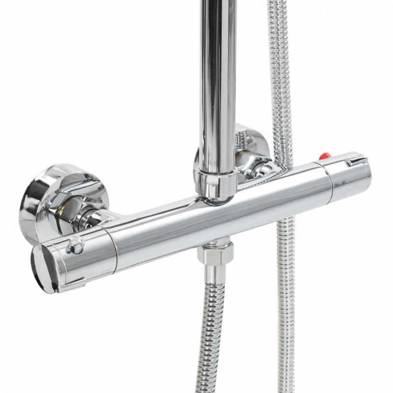 Doppelkopf-Duschset mit Thermostat Edelstahl