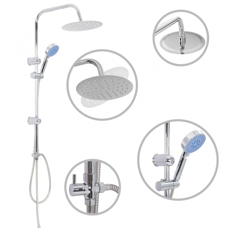 Doppelkopf-Duschset mit Handbrause Edelstahl