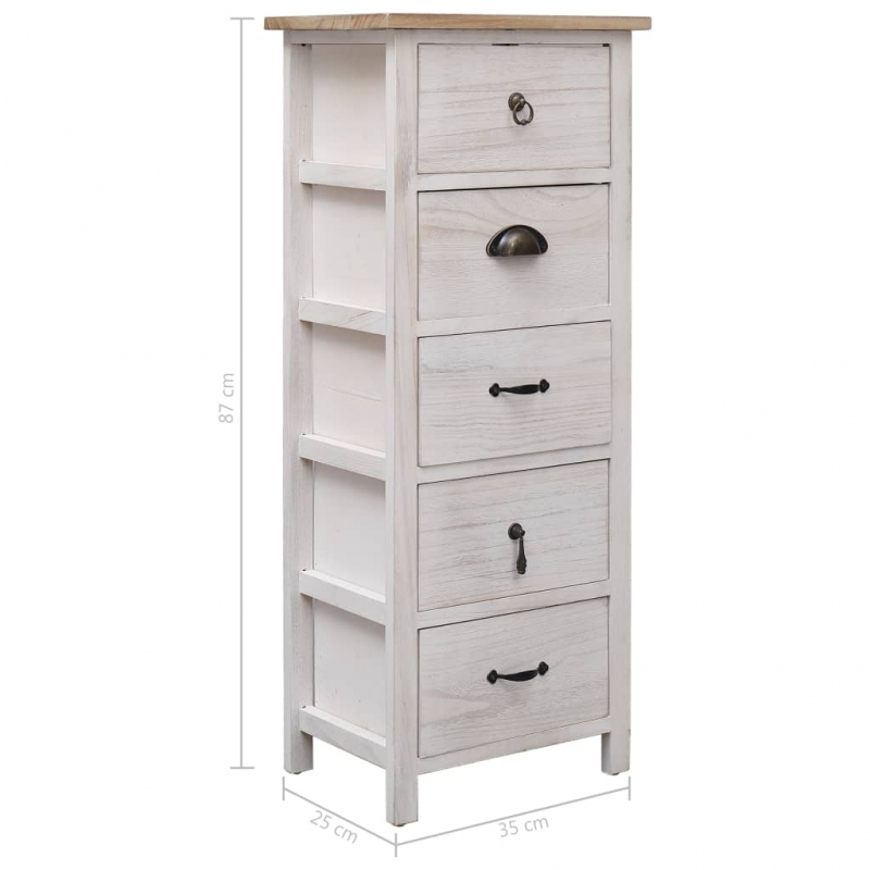 Beistellschrank 35x25x87 cm Massivholz Paulownia