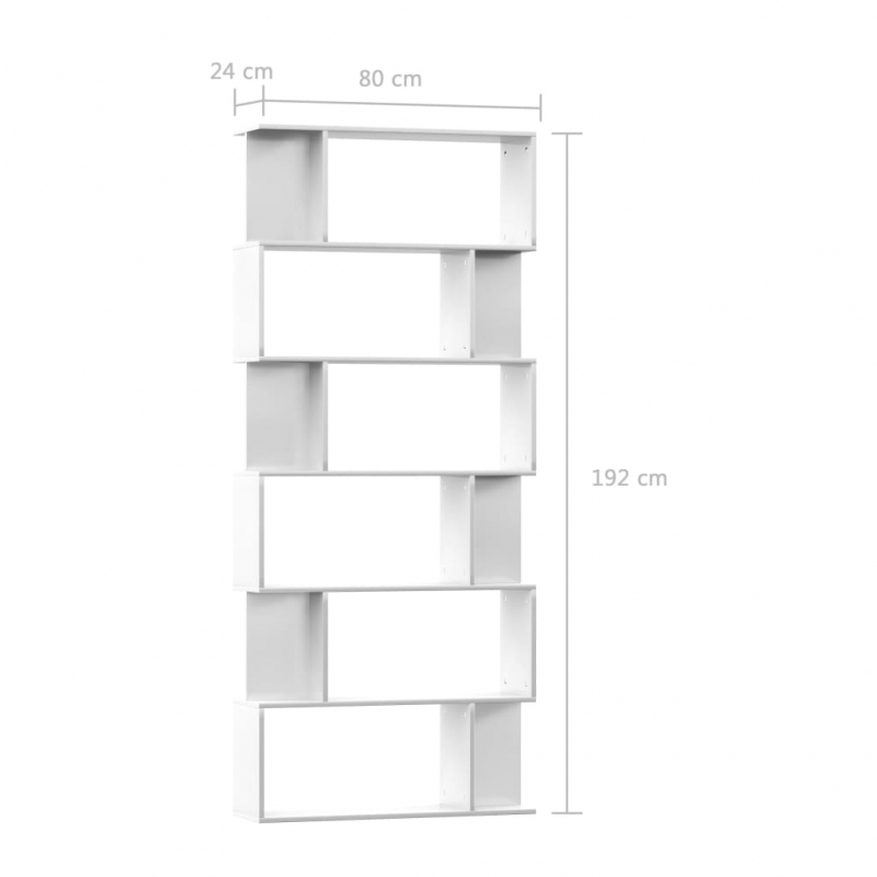 Bücherregal/Raumteiler Hochglanz-Weiß 80x24x192 cm