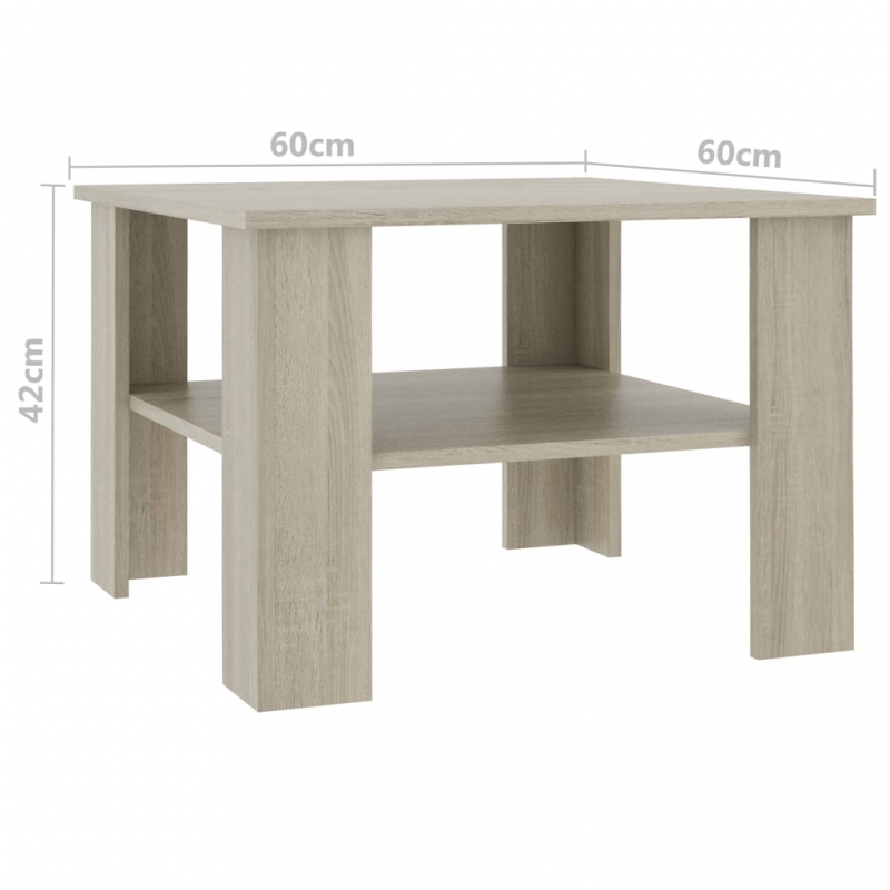 Couchtisch Sonoma-Eiche 60x60x42 cm Holzwerkstoff
