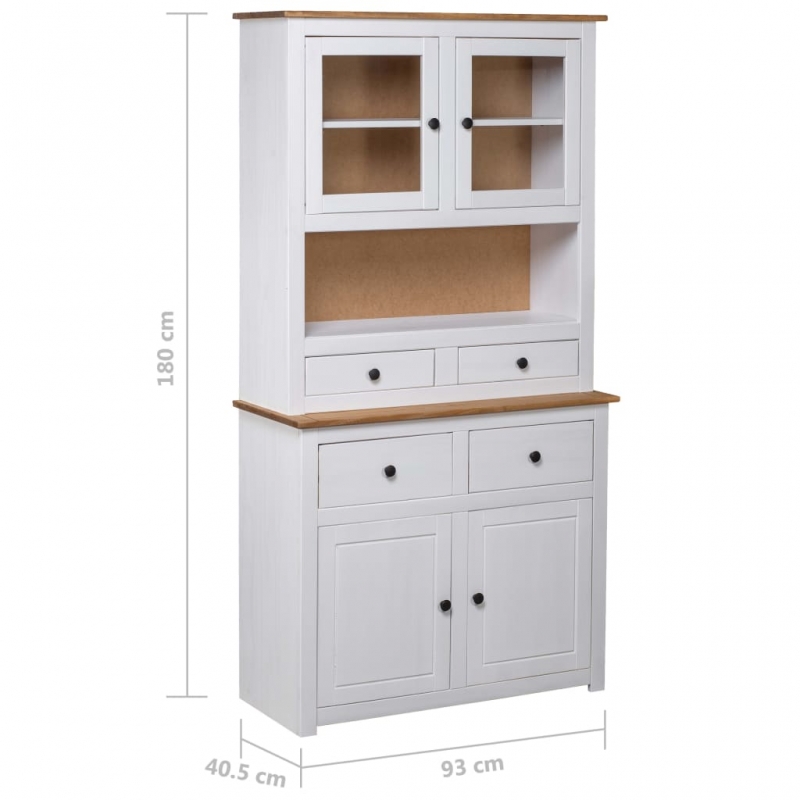 Highboard Weiß 93x40,5x180 cm Kiefernholz Panama