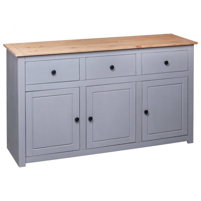 Sideboard Grau 135x40x80 cm Kiefernholz Panama