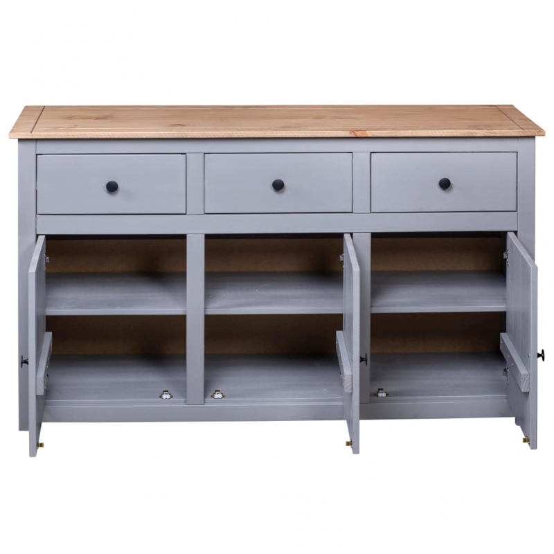 Sideboard Grau 135x40x80 cm Kiefernholz Panama