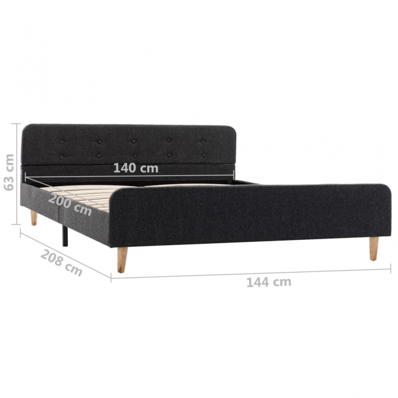 Bettgestell Dunkelgrau Sackleinen 140x200 cm