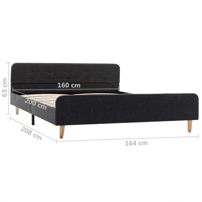 Bettgestell Dunkelgrau Sackleinen 160x200 cm