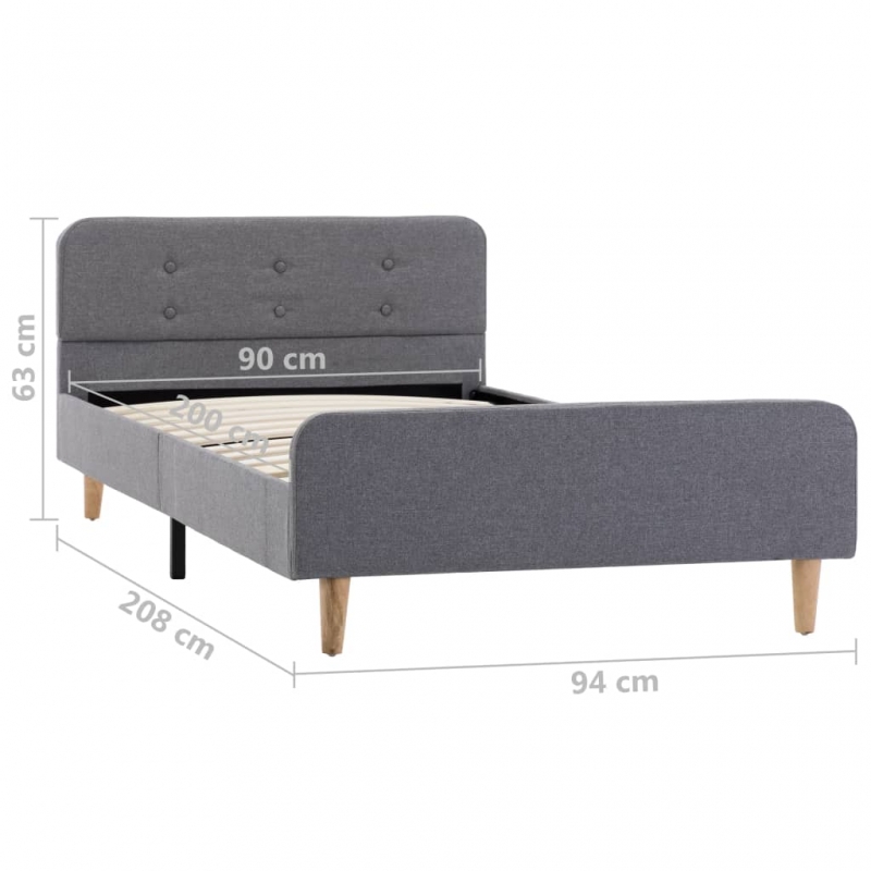 Bettgestell Hellgrau Stoff 90x200 cm