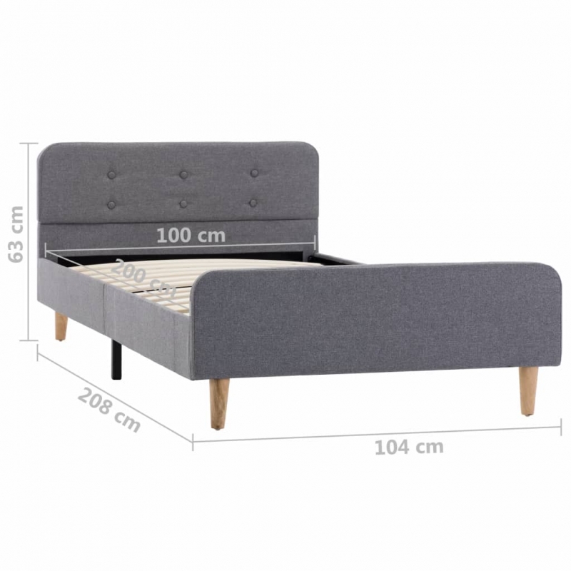 Bettgestell Hellgrau Stoff 100x200 cm