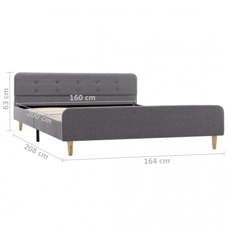 Bettgestell Hellgrau Stoff 160x200 cm