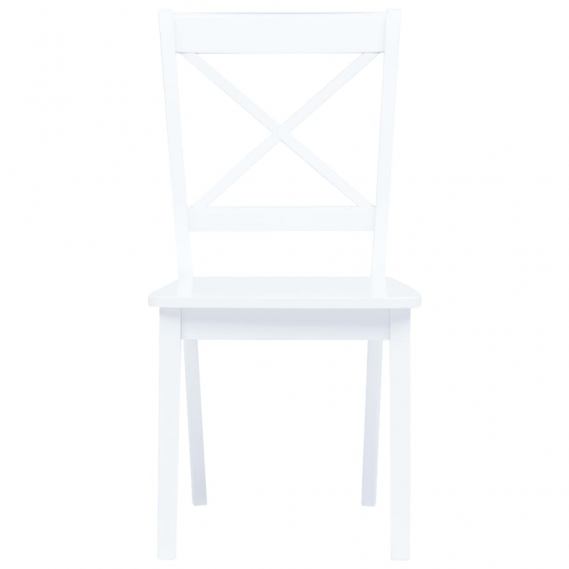 Esszimmerstühle 6 Stk. Weiß Gummiholz Massiv