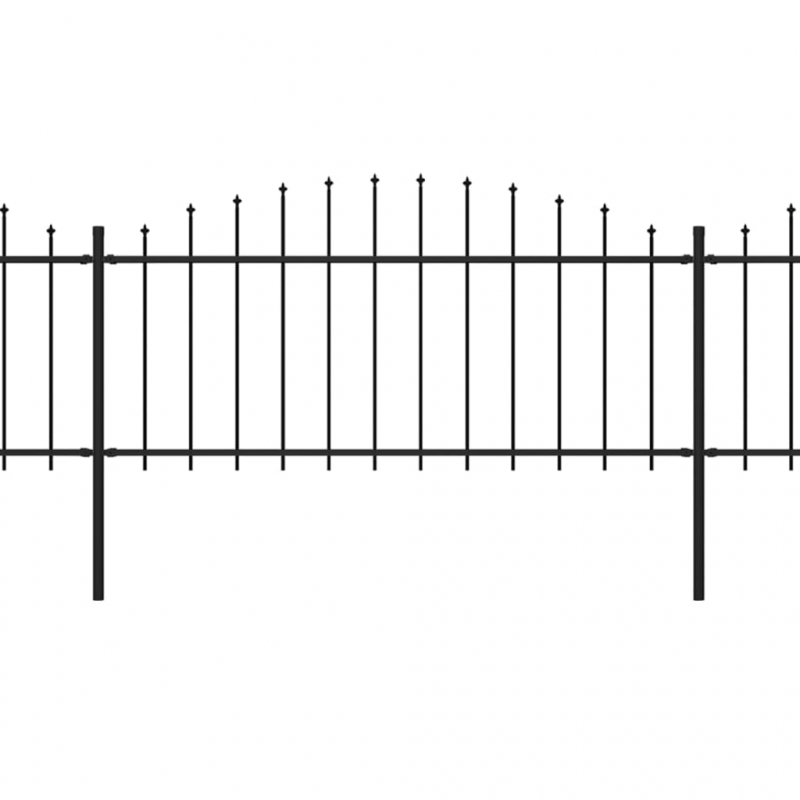 Gartenzaun mit Speerspitzen Stahl (0,5 - 0,75) x 3,4 m Schwarz