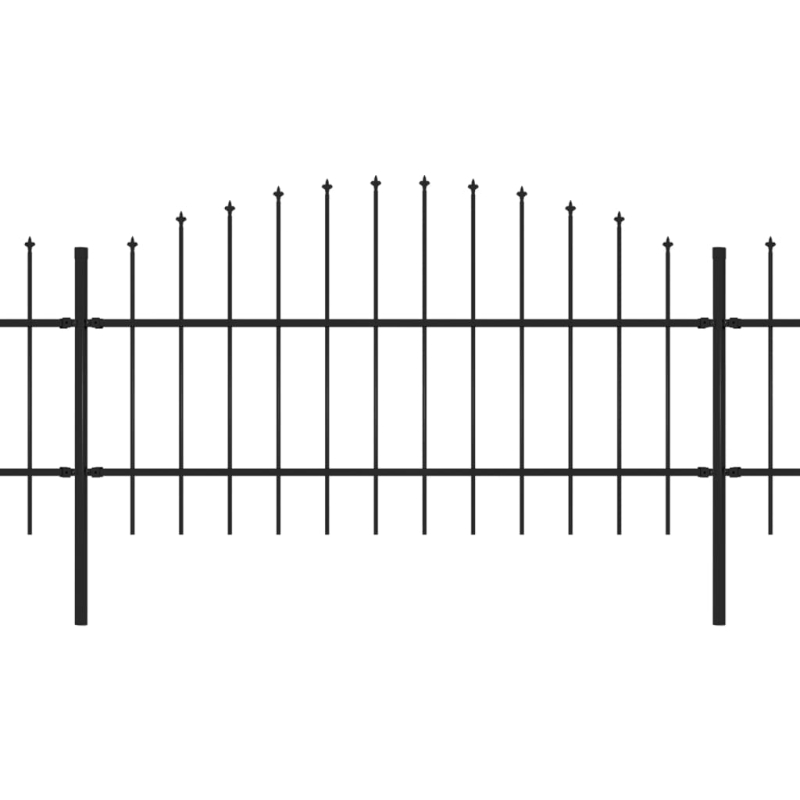 Gartenzaun mit Speerspitzen Stahl (0,75 - 1) x 11,9 m Schwarz