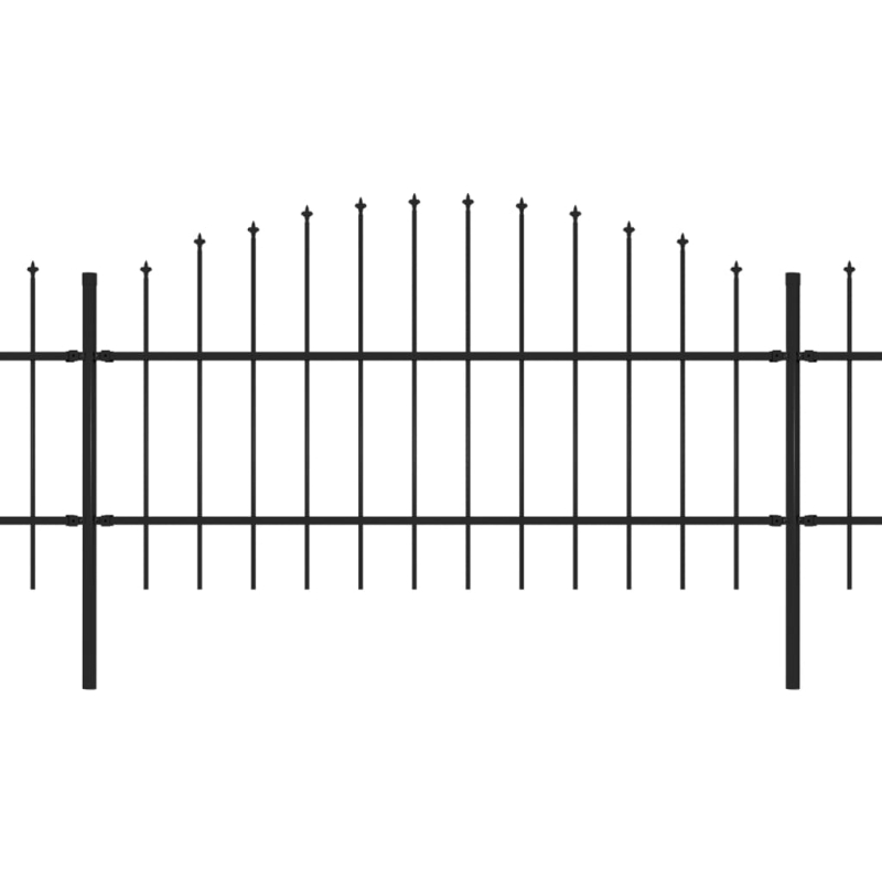Gartenzaun mit Speerspitzen Stahl (0,75 - 1) x 13,6 m Schwarz
