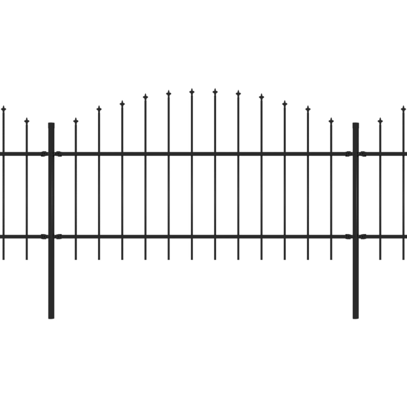 Gartenzaun mit Speerspitzen Stahl (1 - 1,25) x 3,4 m Schwarz
