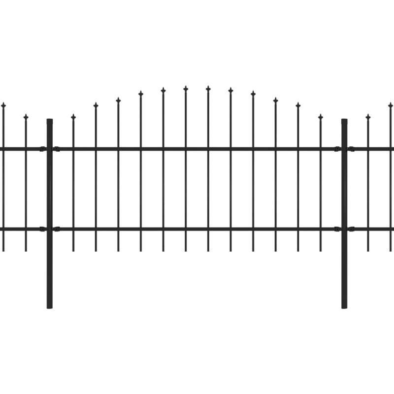 Gartenzaun mit Speerspitzen Stahl (1 - 1,25) x 8,5 m Schwarz