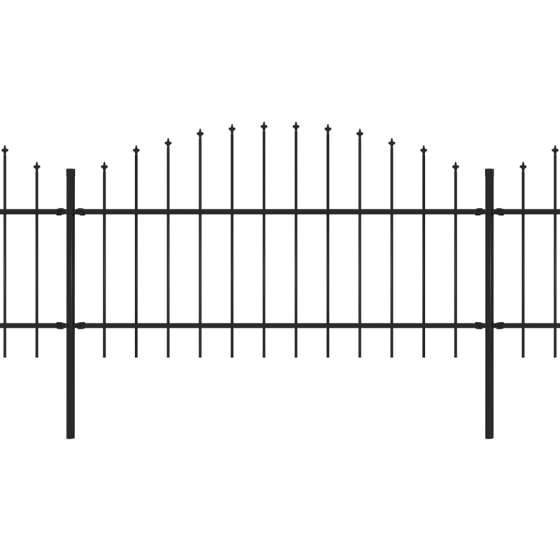 Gartenzaun mit Speerspitzen Stahl (1 - 1,25) x 13,6 m Schwarz