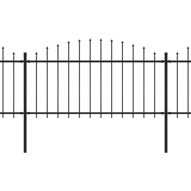 Gartenzaun mit Speerspitzen Stahl (1,25 - 1,5) x 3,4 m Schwarz