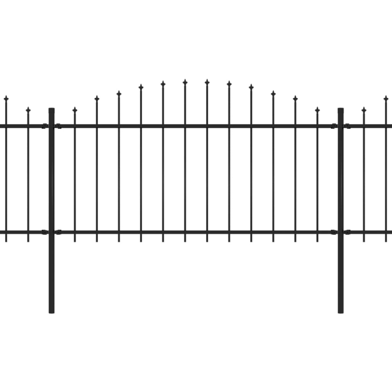 Gartenzaun mit Speerspitzen Stahl (1,25 - 1,5) x 6,8 m Schwarz