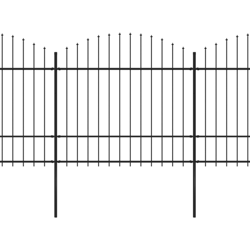 Gartenzaun mit Speerspitzen Stahl (1,5 - 1,75) x 3,4 m Schwarz