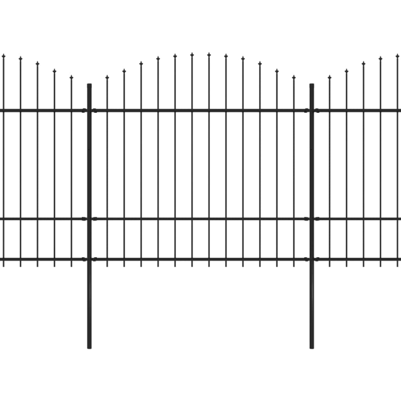 Gartenzaun mit Speerspitzen Stahl (1,5 - 1,75) x 11,9 m Schwarz