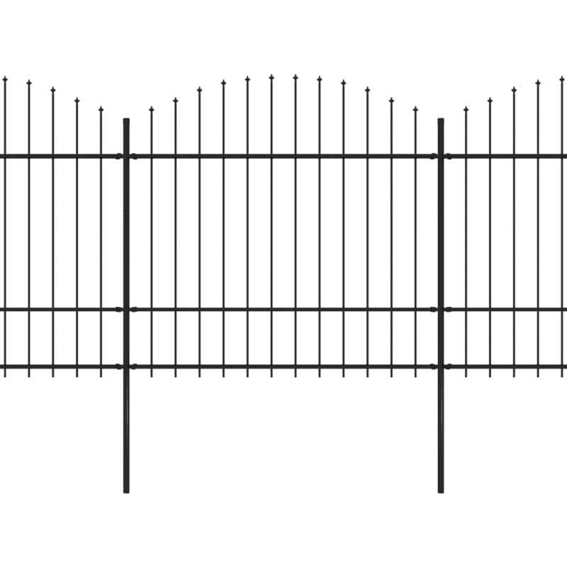 Gartenzaun mit Speerspitzen Stahl (1,5 - 1,75) x 13,6 m Schwarz
