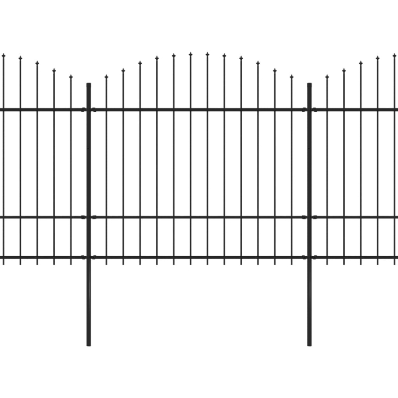 Gartenzaun mit Speerspitzen Stahl (1,5 - 1,75) x 15,3 m Schwarz