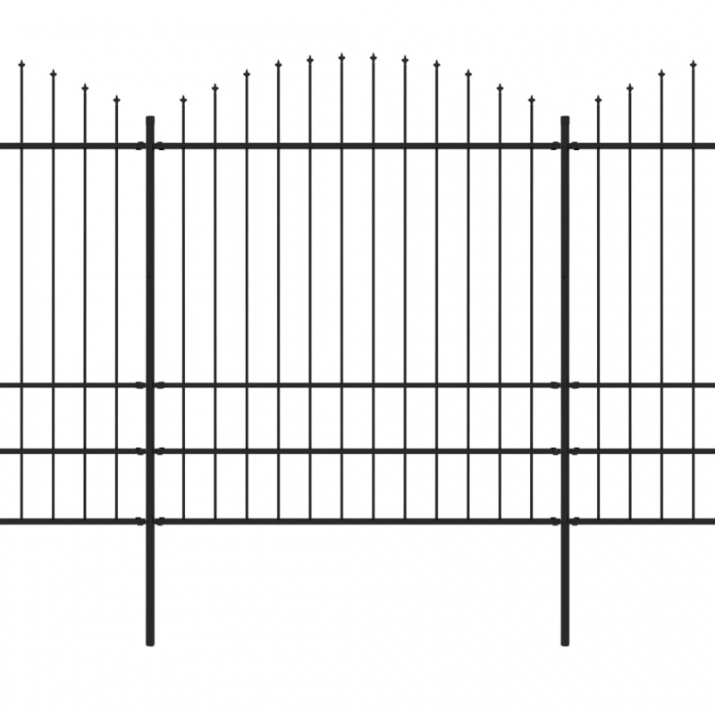 Gartenzaun mit Speerspitzen Stahl (1,75 - 2) x 6,8 m Schwarz