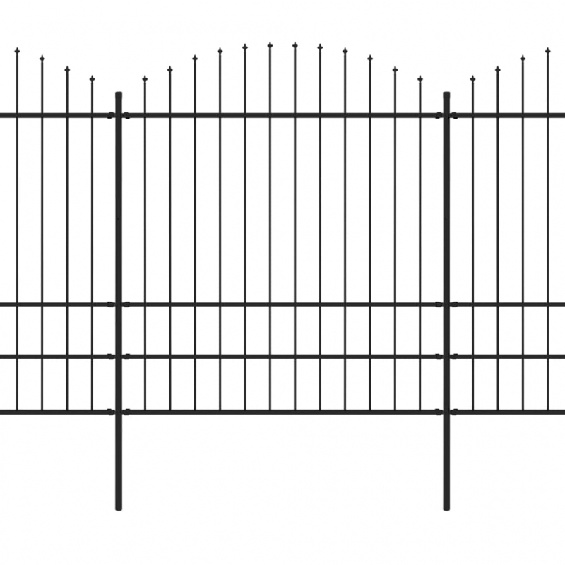 Gartenzaun mit Speerspitzen Stahl (1,75 - 2) x 10,2 m Schwarz