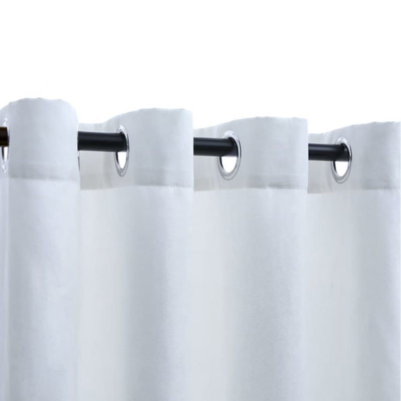 Verdunkelungsvorhänge mit Metallösen 2 Stk. Grauweiß 140x245 cm