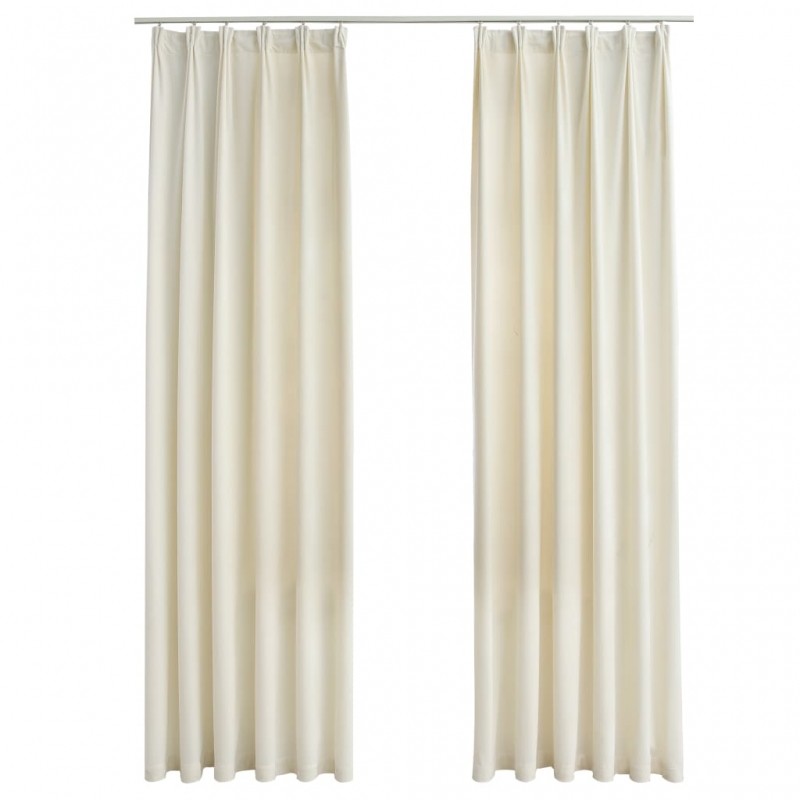 Verdunkelungsvorhänge mit Haken 2 Stk. Samt Creme 140x225cm