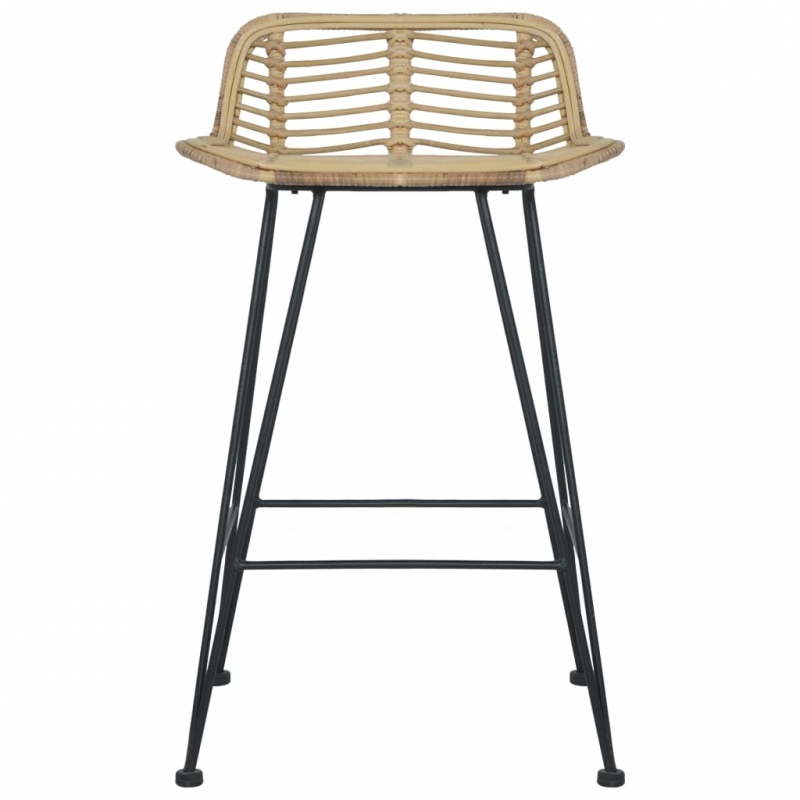 Barhocker 2 Stk. Rattan Natur