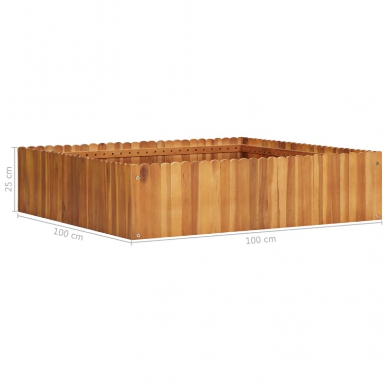 Garten-Hochbeet 100 x 100 x 25 cm Massivholz Akazie